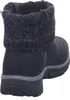 A rear view of a black Skechers boot with a knitted cuff. Voir les images du produit
