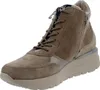A single taupe bootie with a wedge sole is shown against a white background. Produktbild-Vorschau