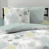 A close-up view of bedding with a forest and deer pattern. Produktbild-Vorschau