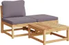 vidaXL 3-tlg. Garten-Lounge-Set mit Kissen Massivholz Produktbild-Vorschau 1