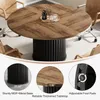 A round conference table with chairs around it, with close-up details of the table's base and tabletop. Anteprima dell’immagine prodotto