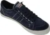 A single navy blue sneaker is shown against a white background. Voir les images du produit