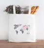Jutebeutel Weltkarte Wasserfarben Watercolor World Map Produktbild-Vorschau 5