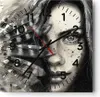 Wanduhr - Quadrat - Glasuhr - Frau Federn Lippen Kunst. - Produktbild-Vorschau 1