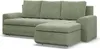 A light green corduroy sofa with a chaise lounge and storage compartment. Produktbild-Vorschau