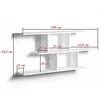 A diagram showing the dimensions of a white wall-mounted shelf unit. Produktbild-Vorschau