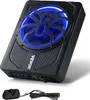 A black under-seat car subwoofer with blue LED lighting and a spider-like design on the grill. Náhled obrázku produktu