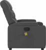 Side view of a dark gray fabric recliner chair with a remote control peeking out of a pocket. Produktbild-Vorschau