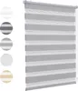 A roller blind with alternating opaque and sheer stripes, shown in gray and white. Produktbild-Vorschau