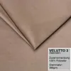A close-up view of a folded piece of brown fabric with a text overlay providing product details. Produktbild-Vorschau