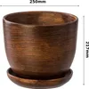 Pot en céramique rond avec soucoupe brun foncé 25 cm Voir les images du produit 12