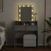 Mesa de maquillaje con iluminación LED, color gris cemento, Vista previa de la imagen del producto 3