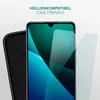 A smartphone screen protector is shown next to a phone case and a smartphone. Produktbild-Vorschau