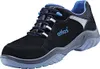 A single black safety shoe with blue accents and gray sole, presented against a white background. Produktbild-Vorschau