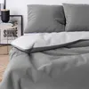 A close-up view of a bedding set with pillows and a duvet cover. Produktbild-Vorschau
