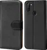 A black flip case for a Samsung Galaxy M11 phone is shown, with the case open and closed. Náhled obrázku produktu