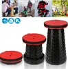 Collage showing people using portable stools in different outdoor settings and the stools themselves in various sizes. Náhled obrázku produktu