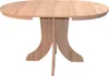 A round wooden dining table with a pedestal base, shown on a white background. Produktbild-Vorschau