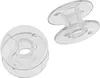 Two clear plastic bobbins for a sewing machine, photographed against a white background. Produktbild-Vorschau