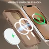 A brown iPhone case and a white MagSafe charger are shown, with a lightning graphic indicating charging. Náhľad obrázku produktu