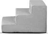 A three-step pet stair made of light gray fabric against a white background. Podgląd zdjęcia produktu