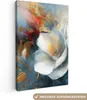 Leinwand Bilder 40x60 cm - Blumen - Weiß - Gold - Kunst - Produktbild-Vorschau 1