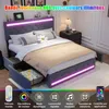 Lit coffre 140x200 cm avec éclairage LED, chargeur USB, lit Voir les images du produit 4