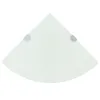 A white glass corner shelf with two silver brackets. Voir les images du produit