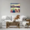 Bild auf Leinwand - Leinwandbild - Berge See Boot - 60x60cm Produktbild-Vorschau 6