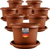 Großes Pflanzkübel Set terracotta mit Untersetzer, Produktbild-Vorschau 1