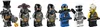A group of seven LEGO minifigures standing in a line against a white background. Produktbild-Vorschau