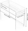A diagram showing the dimensions of a clear acrylic table. Anteprima dell’immagine prodotto