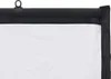 A close-up view of the top edge of a white projection screen with a black border and a black roller bar at the top. A hanging loop is visible on the left side of the roller bar. Náhled obrázku produktu