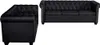 A black sectional sofa and a separate black sofa against a white background. Produktbild-Vorschau