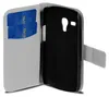 A light gray flip case for a smartphone, open to reveal the phone holder and card slots. Produktbild-Vorschau