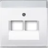 A white wall plate with two openings for network jacks. Produktbild-Vorschau