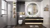 A modern bathroom with a shower, toilet, and vanity. Anteprima dell’immagine prodotto