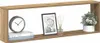 A set of two cube-shaped wall shelves with a wood-like finish, decorated with a clock, books, a framed picture, reed diffuser, and a potted plant. Produktbild-Vorschau
