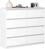 A white dresser with eight drawers is shown against a white background. Decorative items are placed on top of the dresser. Anteprima dell’immagine prodotto