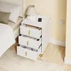 SoBuy Nachttisch FBT115-L-E-W mit geöffneten Schubladen im Schlafzimmer Produktbild-Vorschau