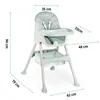 A high chair with dimensions indicated by measurement lines and text. Produktbild-Vorschau
