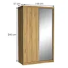 Šatní skříň 143 cm s posuvnými dveřmi a zrcadlem ANICA - Náhled obrázku produktu 2