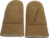 A pair of beige sheepskin mittens shown from the front and back. Produktbild-Vorschau