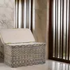 KRINES HOME Rattan Wäschekorb Wäschetruhe Sitz gepolstert Produktbild-Vorschau 2