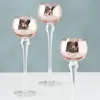 Windlicht Minou Pokal aus Glas rosa H 18 - 22 cm 3er Set Produktbild-Vorschau 3