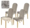 4 Stück Stuhlhussen Stretch Beige - Universal - Samt - Produktbild-Vorschau 1