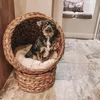 PawHut Rattan Katzenkorb Katzenhöhle Katzenbett mit Kissen Produktbild-Vorschau 2