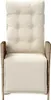 A close-up, front-facing view of a beige recliner chair with a wicker-like frame and plush cushions. Náhľad obrázku produktu