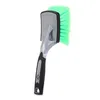 A car cleaning brush with green bristles and a gray and black handle, isolated on a white background. Produktbild-Vorschau