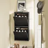 SoBuy Schuhschrank FSR204-SCH mit geöffneten Türen, darin Schuhe und Accessoires im Flur Podgląd zdjęcia produktu